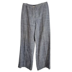 MaxMara Blue Washed Linen Wide Leg Pants